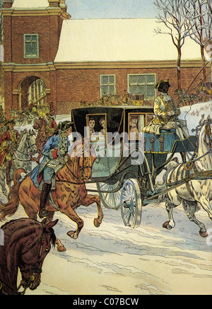 JOB (Jacques Onfroy de Breville) - französischer Illustrator (1858-1931) Washington und seine Braut auf dem Weg ins Weiße Haus Stockfoto