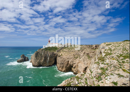 Leuchtturm am Cabo de Sao Vicente, Sagres, Algarve, Portugal, Europa Stockfoto