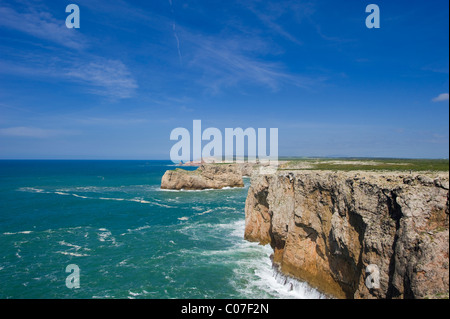 Felsen des Cabo de Sao Vicente, Sagres, Algarve, Portugal, Europa Stockfoto