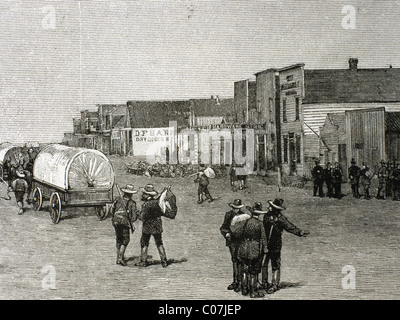 USA. Purcell. Oklahoma. Main Street nach der Land Rush, 1889. Stockfoto