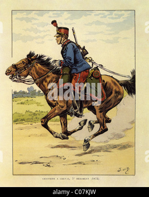 JOB (Jacques Onfroy de Breville) - französischer Illustrator (1858-1931) Chasseur À Cheval, 7 Eme Régiment 1879 Stockfoto
