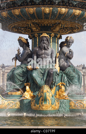 Brunnen-Detail, Place De La Concorde Stockfoto