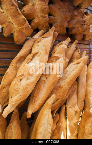 Baguette auf dem Markt von Ajaccio, Korsika, Frankreich, Europa Stockfoto