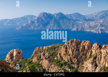 Roten Felsen, Calanche de Piana, Golf von Porto, Korsika, Frankreich, Europa Stockfoto