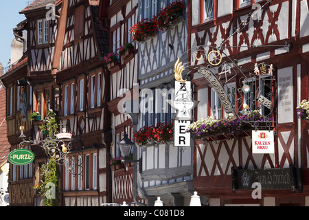 Fachwerkhäuser auf Hauptstraße, Ochsenfurt, Mainfranken, Unterfranken, Franken, Bayern, Deutschland, Europa Stockfoto