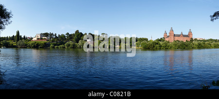 Pompejanum und Schloss Johannesburg Burg, Mainufer, Aschaffenburg, Bayerischer Untermain, Unterfranken, Franken, Bayern Stockfoto