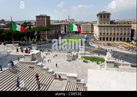 Anzeigen von Monument von Vittorio Emanuele, Piazza Venezia, Il Vittoriano, Rom, Italien, Europa Stockfoto