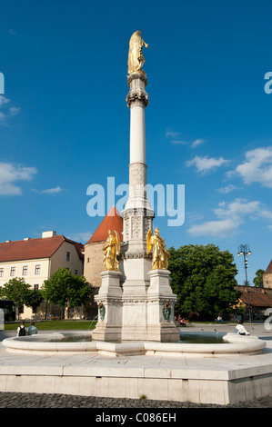 Heilige Maria-Säule mit Engeln und Brunnen, Zagreb, Kroatien, Europa Stockfoto