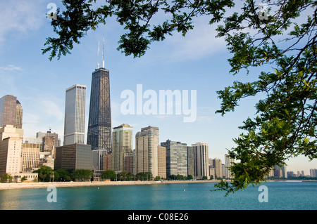 Skyline von Chicago in den frühen Morgenstunden. Stockfoto