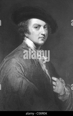 Joshua Reynolds (1723-1792) auf Gravur aus den 1800er Jahren. Englischer Maler Porträts spezialisiert. Stockfoto