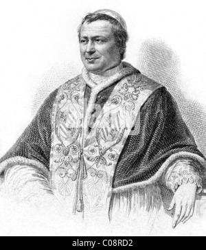 Papst Pius IX (1792-1878) auf Gravur aus den 1800er Jahren. Stockfoto