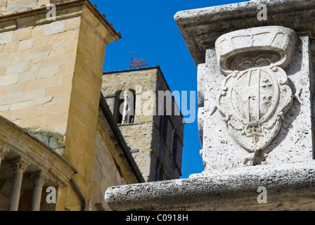 Kirche von Santa Maria della Pieve, Piazza Vasari oder Piazza Grande, Arezzo, Toskana, Italien Stockfoto