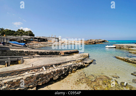 Port, Es Calo de Sant Augusti, Formentera, Pityusen, Balearen, Spanien, Europa Stockfoto