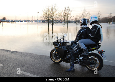 Ufer des Flusses Maas Roermond Niederlande überschwemmt Stockfoto