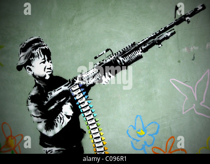 Banksy Streetart Graffiti an der Wand in Los Angeles, Kalifornien, USA Stockfoto