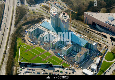 Luftaufnahme, EON-Gas Administration an der Gruga, Essen, Ruhrgebiet Region, North Rhine-Westphalia, Deutschland, Europa Stockfoto