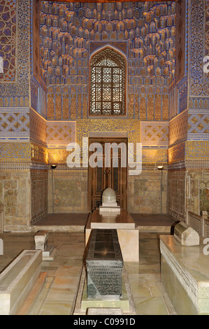 Innenraum der Gur Emir, Gur-Amir, Guri Amir Mausoleum, Grab von Timur, Temur, Tamerlane, Samarkand, Silk Road, Usbekistan Stockfoto