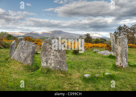 Derreenataggart Steinkreis, Megalithen, Castletownbere, Beara Halbinsel, Cork, Republik Irland, britische Inseln, Europa Stockfoto