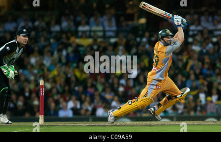 Australischen Schlagmann David Hussey in Aktion während der Twenty20 International zwischen Australien und Neuseeland Stockfoto