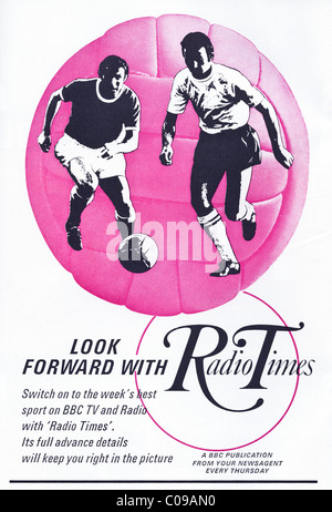 Original der 1970er Jahre ganzseitige Anzeige im Fußball-Programm für BBC RADIO TIMES Stockfoto