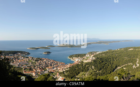 Blick von der Festung Spanjola auf Stadt Hvar, Insel Hvar, Kroatien, Europa Stockfoto