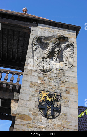 Schweigener Weintor Schweigen Wein Tor, an der Deutschen Weinstraße oder Weinstraße, Schweigen-Rechtenbach, Rheinland-Pfalz Stockfoto