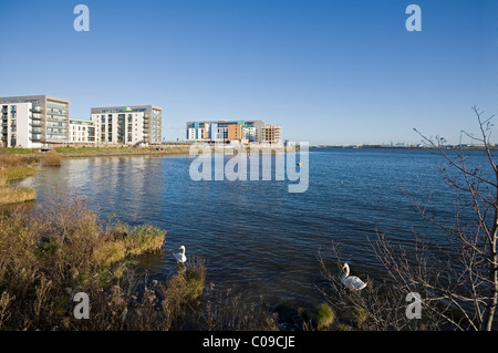 Am Wasser wohnen auf Cardiff Bay Stockfoto