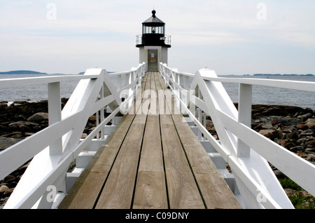 Marshall Point Lighthouse, Port Clyde, Fischerei Dorf, Atlantik, die Küste von Maine, New England, USA Stockfoto