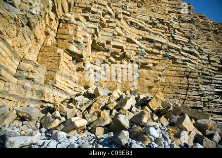 Instabil und zerbröckelnden Klippen auf der Glamorgan Heritage Coast Stockfoto