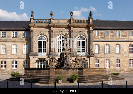 Neues Schloss Burg, Markgrafenbrunnen Brunnen, Bayreuth, Oberfranken, Franken, Bayern, Deutschland, Europa Stockfoto