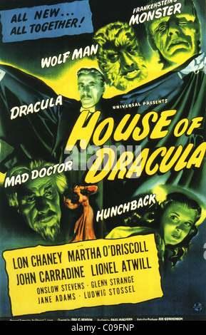 Haus von DRACULA Plakat für 1945 Universal Film mit Lon Chaney Stockfoto