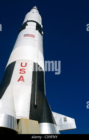 Saturn-V-Mock-up am Davidson Center for Space Exploration im U.S. Space and Rocket Center in Huntsville, Alabama, USA. Stockfoto