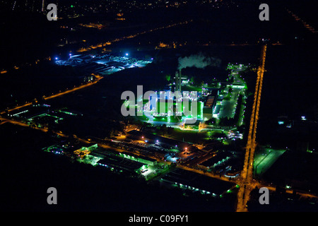 Luftaufnahme, Nacht, verschwenden Verbrennungsanlage Pflanze, RZR, Herne, Ruhrgebiet Region, North Rhine-Westphalia, Deutschland, Europa Stockfoto