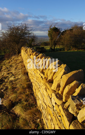 trockenen Stein Steinen Wand arbeiten Bau Broadway Tower Landschaftspark Stockfoto