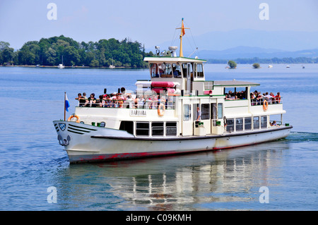 Charter Schiff, Barbara, von Chiemsee Shipping Company auf der Fraueninsel, Frauen Insel, See Chiemsee, Chiemgau, Bayern Stockfoto