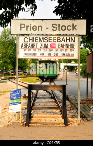 Chiemsee-Bahnhof in Prien-Stock, See Chiemsee, Chiemgau, Bayern, Deutschland, Europa Stockfoto