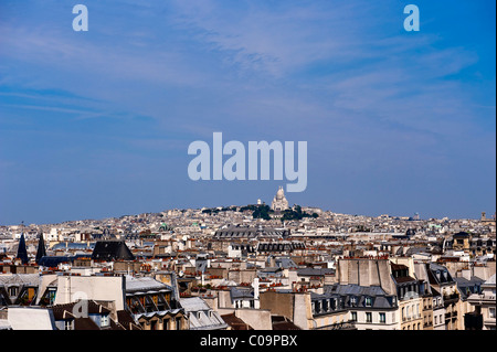 Stadtteil Montmartre und Sacré Coeur Basilika gesehen aus dem Centre Pompidou, Paris, Ile de France Region, Frankreich, Europa Stockfoto