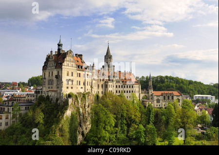 Schloss Sigmaringen-Burg in der Abendsonne, Bezirk Landkreis Sigmaringen, Baden-Württemberg, Deutschland, Europa Stockfoto