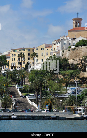 Ansicht von Mahón oder Maó, die Hauptstadt von Menorca, Balearen, Europa Stockfoto