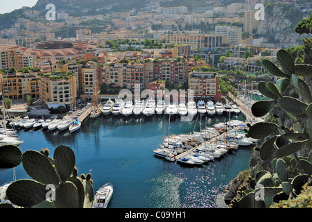 Yachten und Apartments im Hafen Fontvieille in Monte Carlo Stockfoto