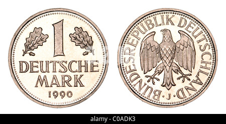 Deutsch 1 DM Münze von 1990 Stockfoto