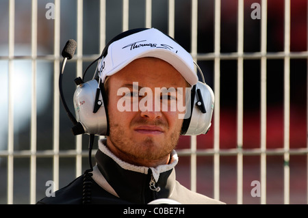 Porträt des deutschen Formel1-Fahrer Nico Rosberg, Mercedes GP, Februar 2011 Stockfoto
