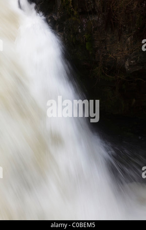 Sgwd Ddwli Isaf Wasserfall in Flut mit Hochwasser Powys Wales UK Stockfoto