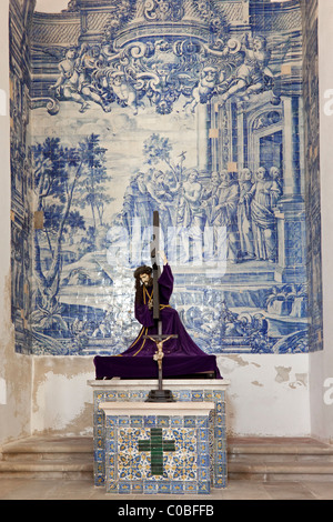 Santo Agostinho da Graça Kirche in der Stadt Santarém, Portugal. 14./15. Jahrhundert Bettelorden/Flamboyant-Gotik. Stockfoto