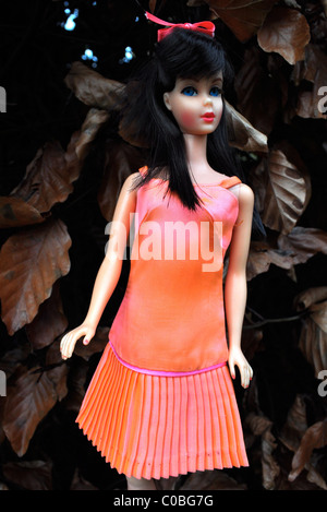 Vintage-Twist n schalten Sie 1967 Barbie-Puppe, Schokolade Bonbon Haar, Disco Dater outfit Stockfoto