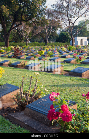 Gräber im Alliierten Soldatenfriedhof, Kanchanaburi, Thailand Stockfoto