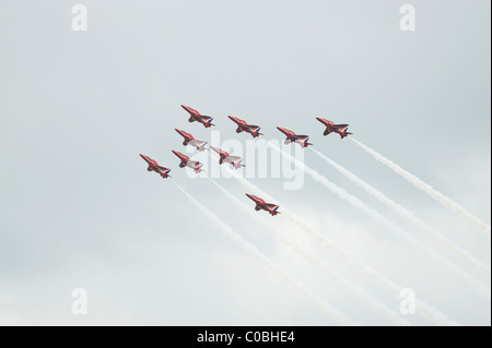 Die britische Royal Air Force Red Arrows Display Team Höchstleistungen Cosford Air Show 2010 Stockfoto