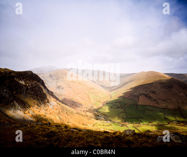 Blick über Cwm Cywarch, Arran Fawddwy.  Snowdonia-Nationalpark. Stockfoto