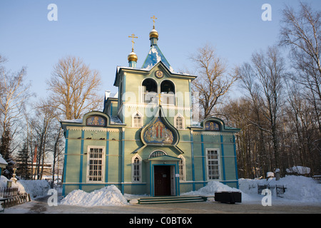 Serafimov Friedhof. Kirche den Namen St. Seraphim von Sarow. Sankt Petersburg, Russland. Stockfoto