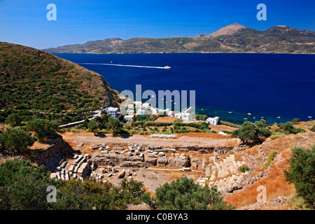 Die antiken Theater von Milos-Insel rechts oben Klima Dorf, Kykladen, Griechenland Stockfoto